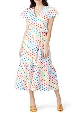 Color Me Courtney Dipping Dot Minnie Dress Polka Dot White Multi Womens Size 2
